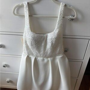 White Beaded Mini Dress - Sleeveless Cocktail Dress